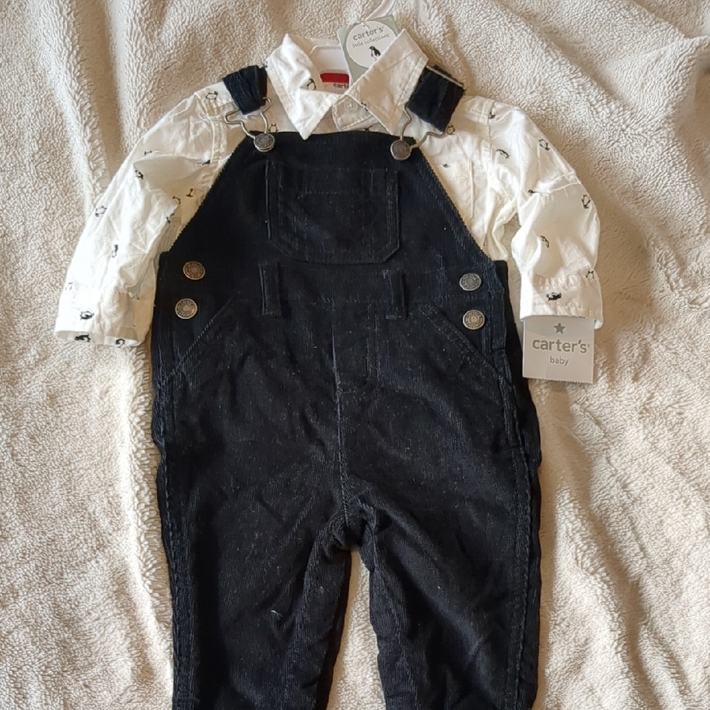 Carter's Black Overalls with White Shirt